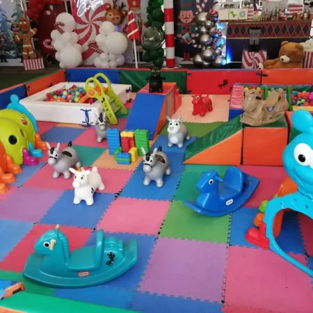 Set de bebés con corral, doble alberca de pelotas y piezas tipo Lego en renta